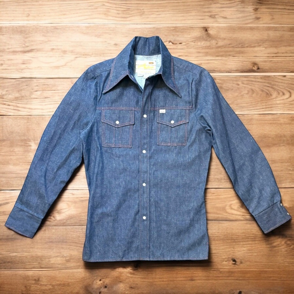 Vintage Trego's Westwear Pearl Snap Denim Shirt Size 34 Western Wear NEW